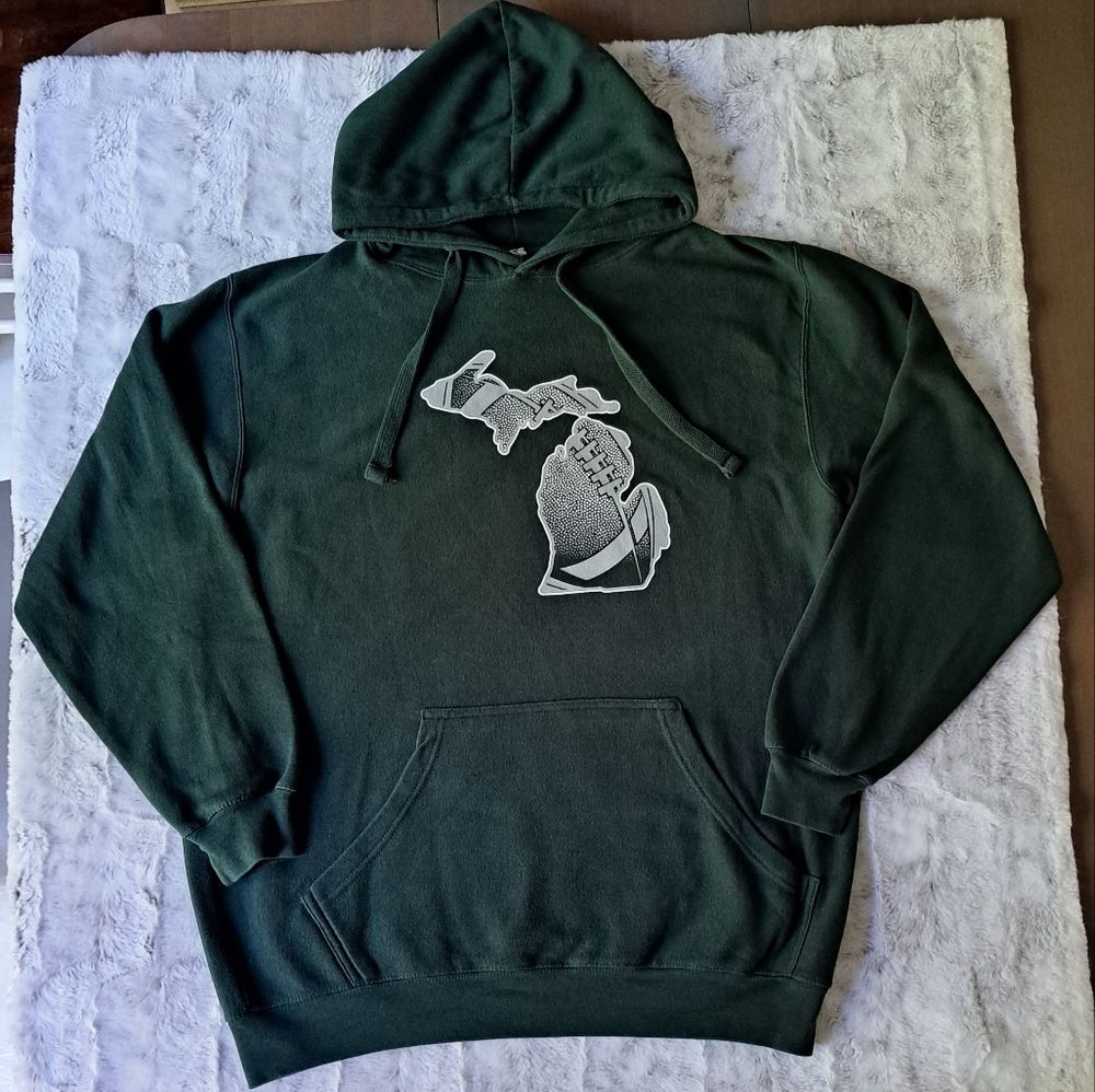 Millrex green Michigan State hooded athletic college sweatshirt.  Size L.